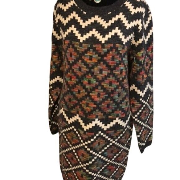NWT Kaktus Aztec Print/Multicolored Ikat Sheath Dress Small - Picture 2 of 6